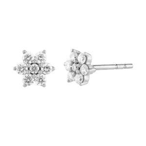 FE0758 925 Sterling Silver Flower Studs Earrings