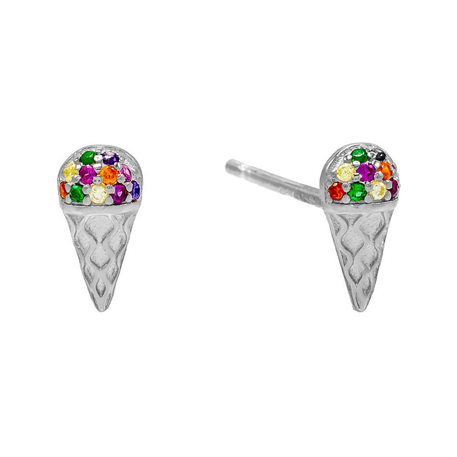 FE0451 925 Sterling Silver Ice Cream Shape Stud Earrings