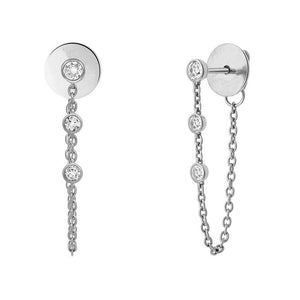 FE0289 925 Sterling Silver Chain Earrings with Topazes
