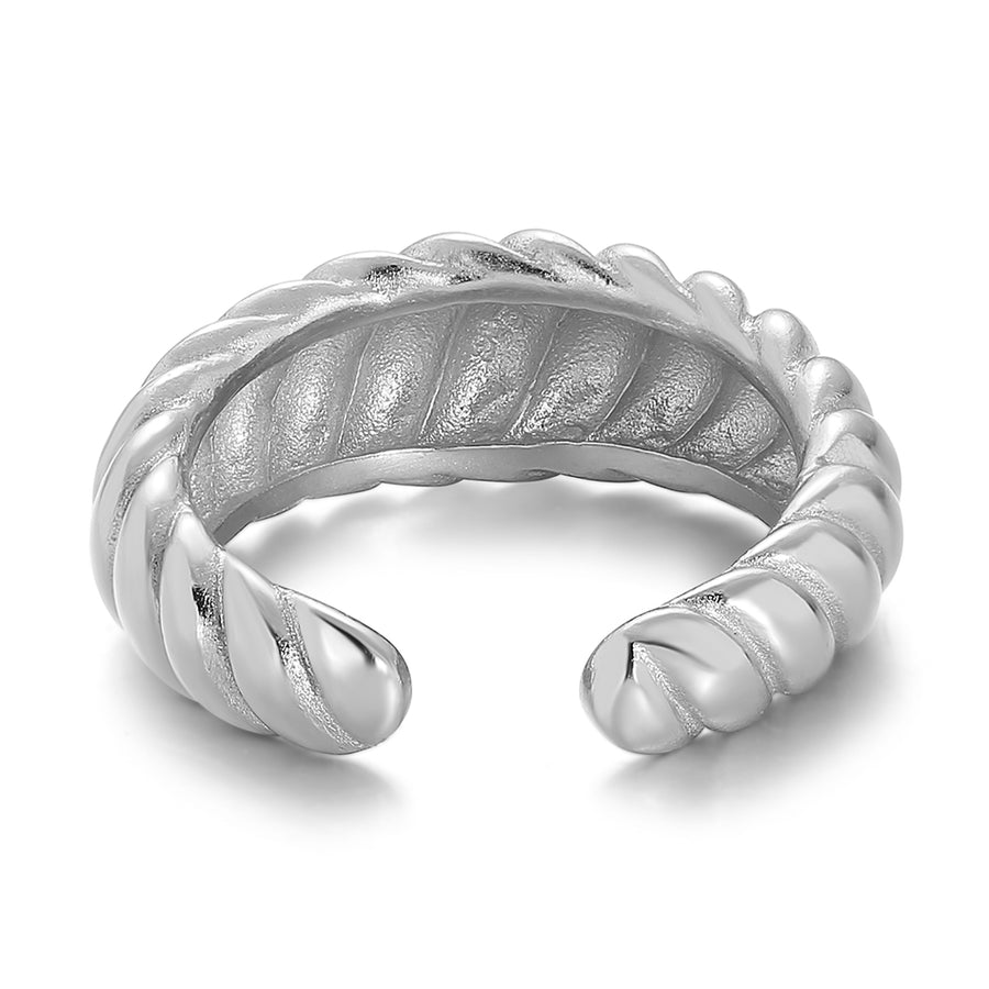 FJ0272 925 Sterling Silver Croissant Adjustable Ring