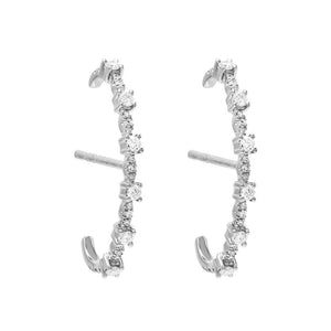 FE0500 925 Sterling Silver Diamond Hook Stud Earrings