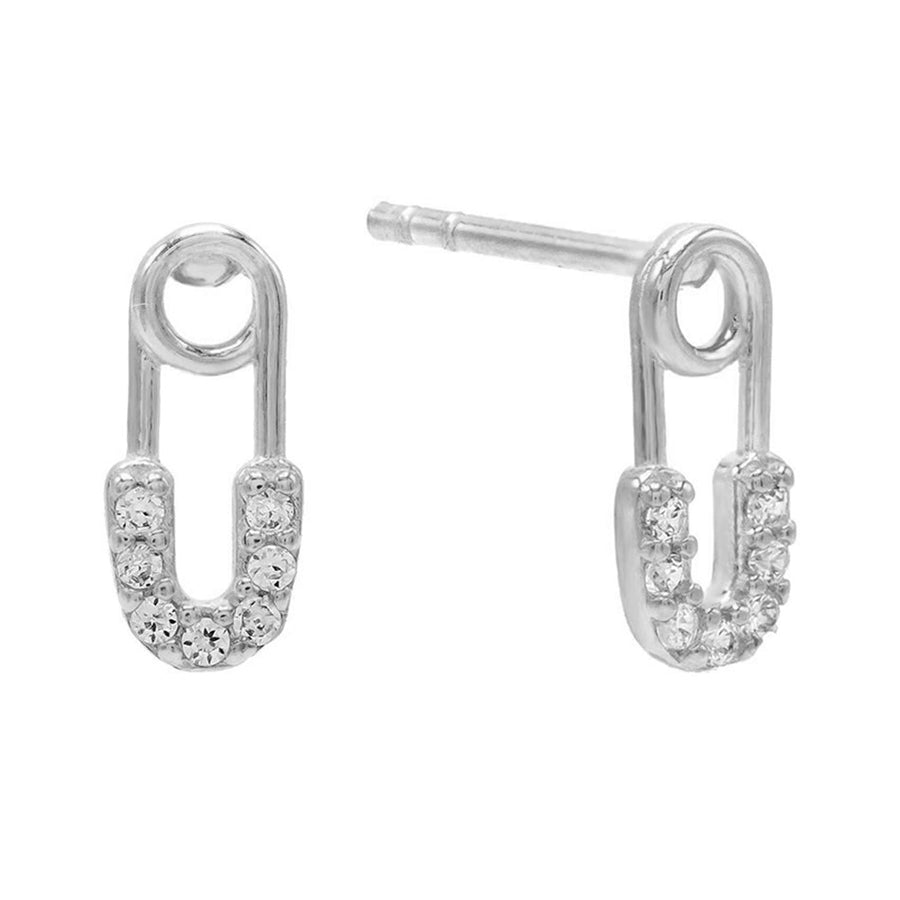 FE0447 925 Sterling Silver Safety Pin Stud Earrings