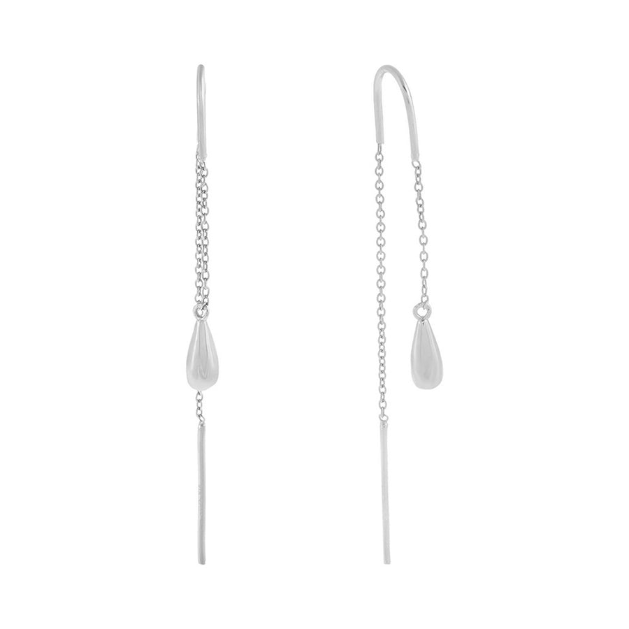 FE0562 925 Sterling Silver Teardrop Threader Earring
