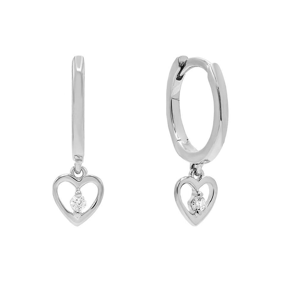 FE0519 925 Sterling Silver Heart Dangle Hoop Earrings