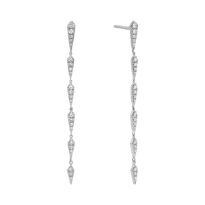 FE0549 925 Sterling Silver Diamond Multi Bar Drop Stud Earrings