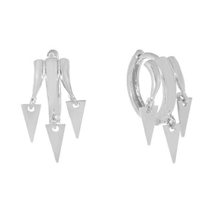 FE0546 925 Sterling Silver Triple Spike Hoop Earrings