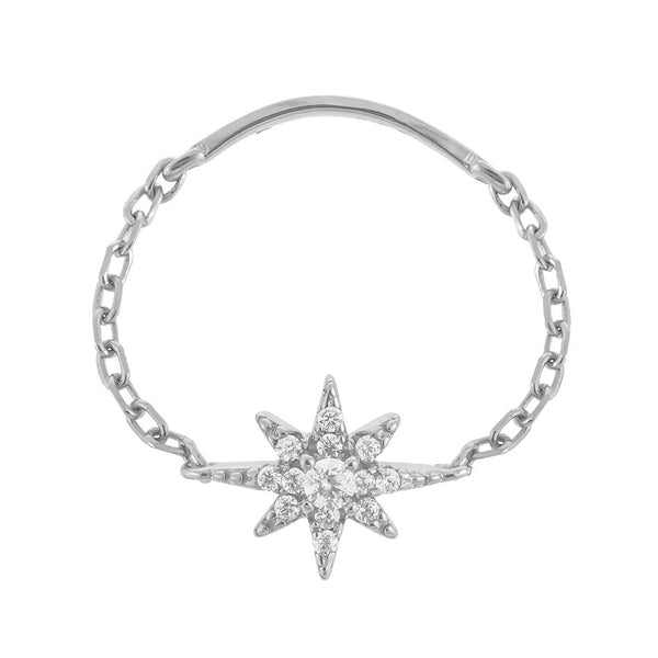 FJ0175 925 Sterling Silver Starburst Ring