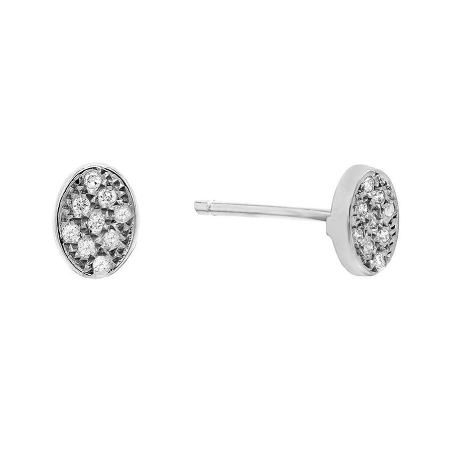 FE0485 925 Sterling Silver Diamond Oval Stud Earrings
