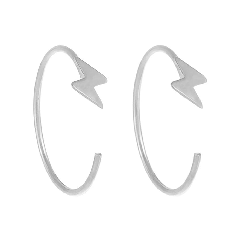 FE0571 925 Sterling Silver Lightning Hoop Earrings