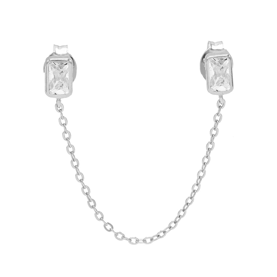 FE0456 925 Sterling Silver Chain Stud Earrings