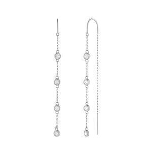 FE0763 925 Sterling Silver Diamond Dangle Earrings