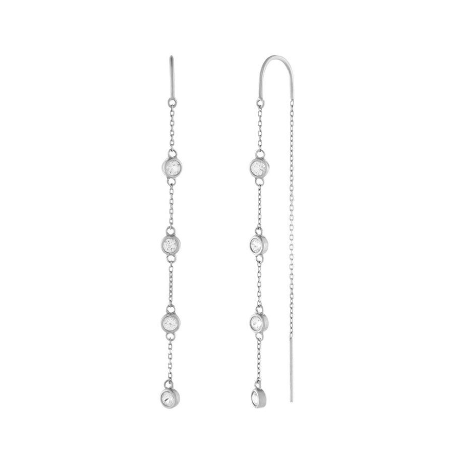 FE0763 925 Sterling Silver Diamond Dangle Earrings
