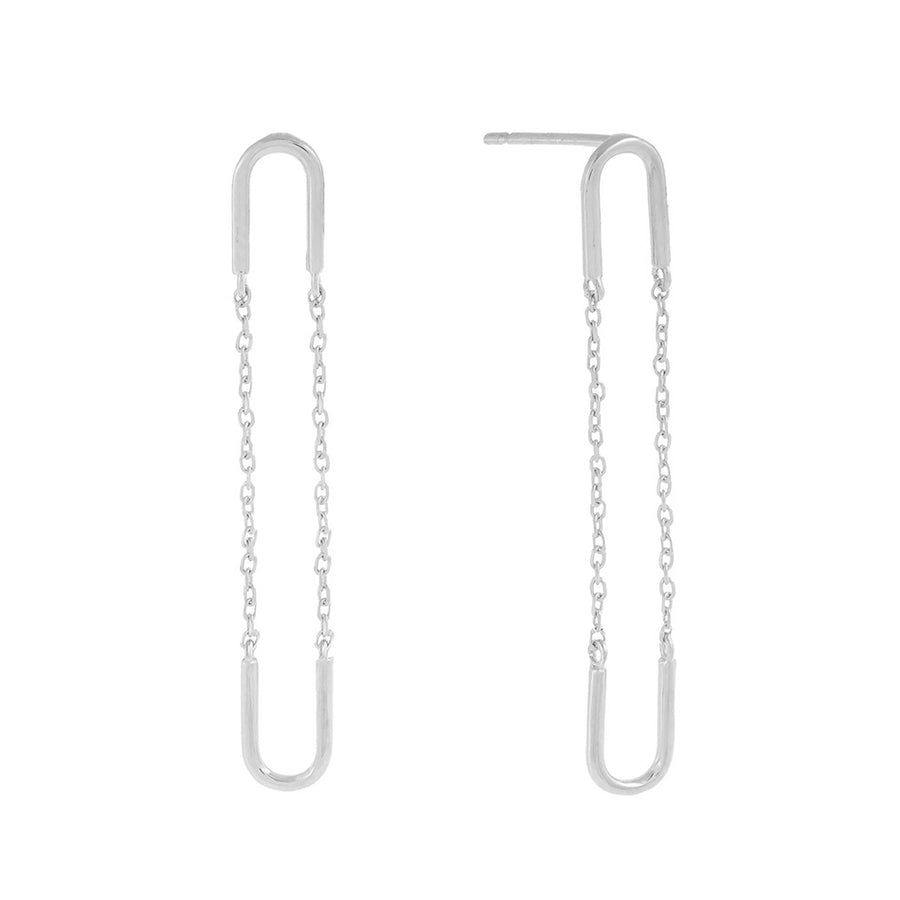 FE0577 925 Sterling Silver Simple Chain Drop Earrings