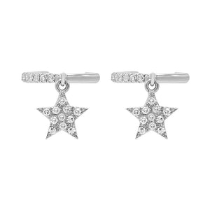 FE0513 925 Sterling Silver Star Dangle Earrings Cuff