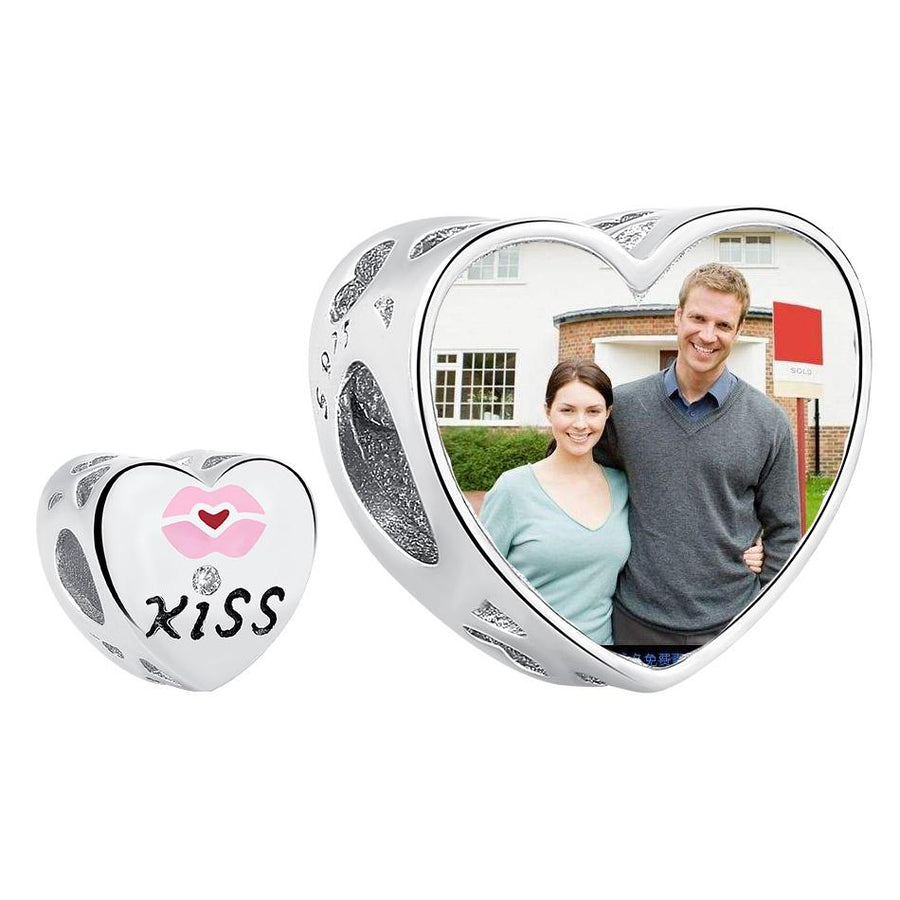XPPY1027 925 Sterling Silver Kiss Personal Customize Photo Charm