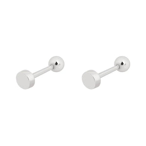 FE0194 925 Sterling Silver button barbell Earrings