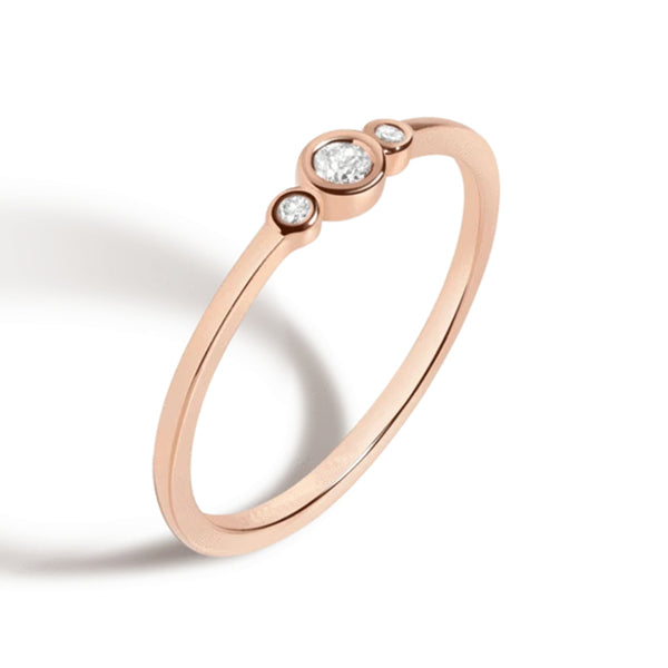 FJ0055 925 Sterling Silver Three  Diamond Bezel Ring