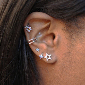 FE0229 925 Sterling Silver Mystic Cross Huggies Earrings