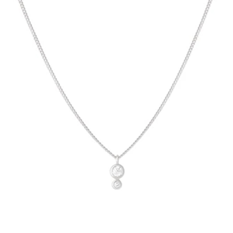 FX0042 925 Sterling Silver Double Diamond Necklace