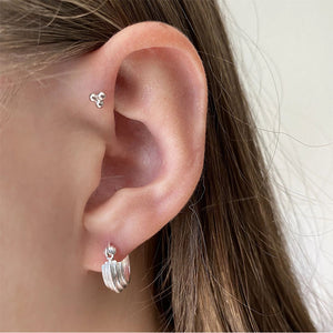 FE0828 925 Sterling Silver Elena Ridge Hoop Earrings