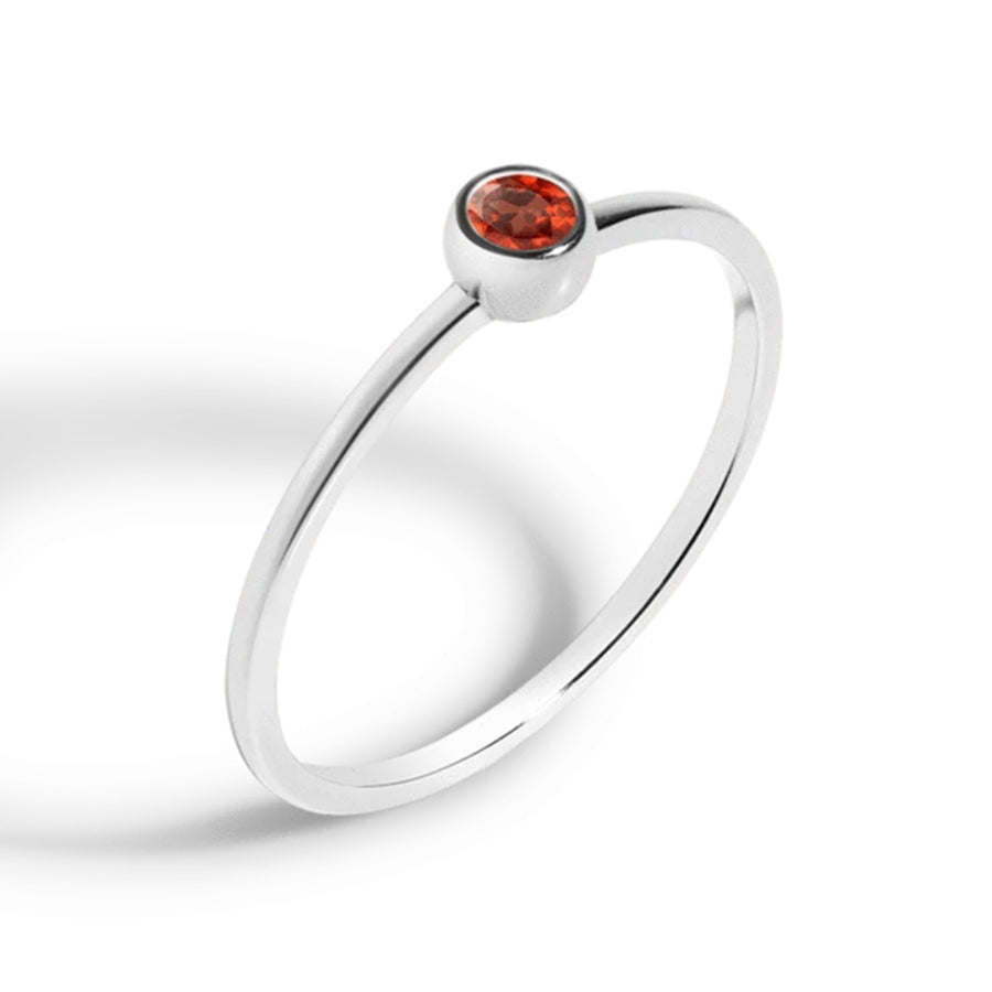 FJ0042 925 Sterling Silver Red Gemstone Ring