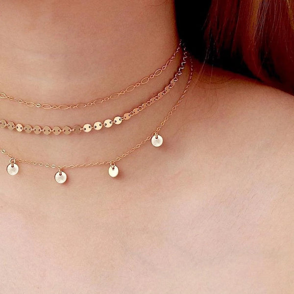 FX0017 925 Sterling Silver Coin Charm Choker Necklace