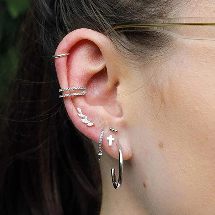 FE0233 925 Sterling Silver Crystal Stud Earrings