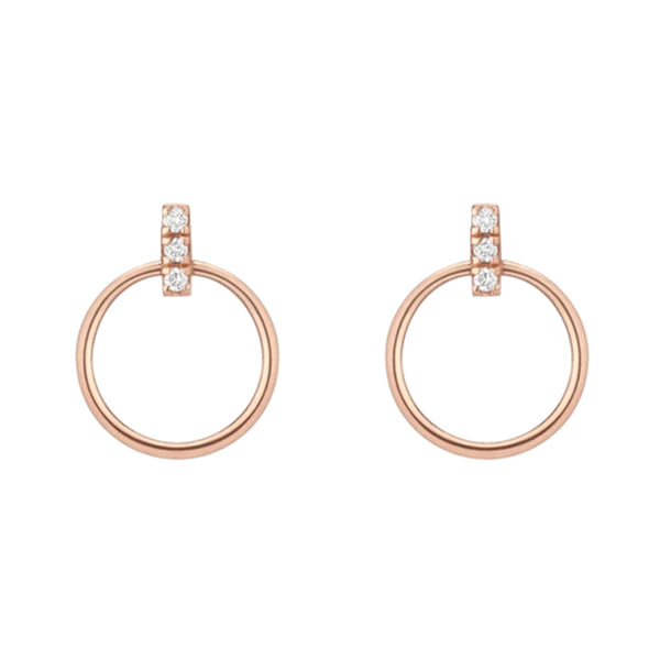 FE0252 925 Sterling Silver Circle Earrings With Diamond Bar