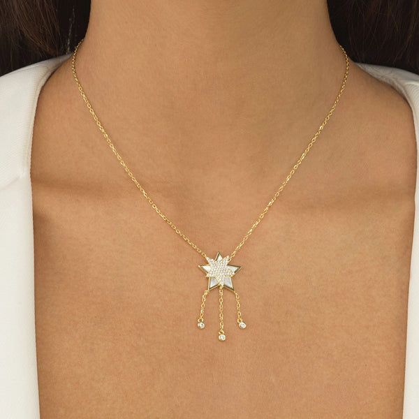 FX0233 925 Sterling Silver Star Tassel  Necklace