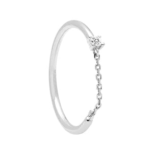 FJ0207 925 Sterling Silver Zircon Chain Ring