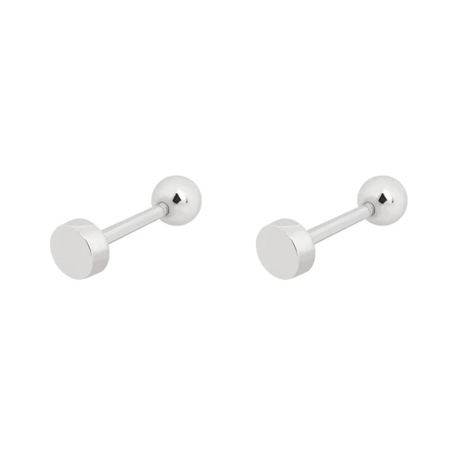 FE0194 925 Sterling Silver button barbell Earrings