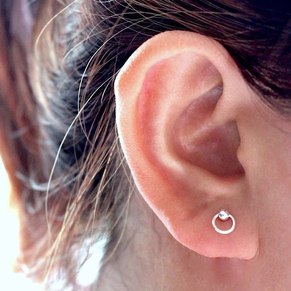 FE0145 925 Sterling Silver hanging circle stud earrings