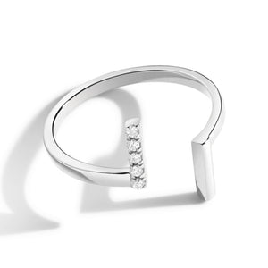 FJ0048 925 Sterling Silver Diamond Inverse Ring