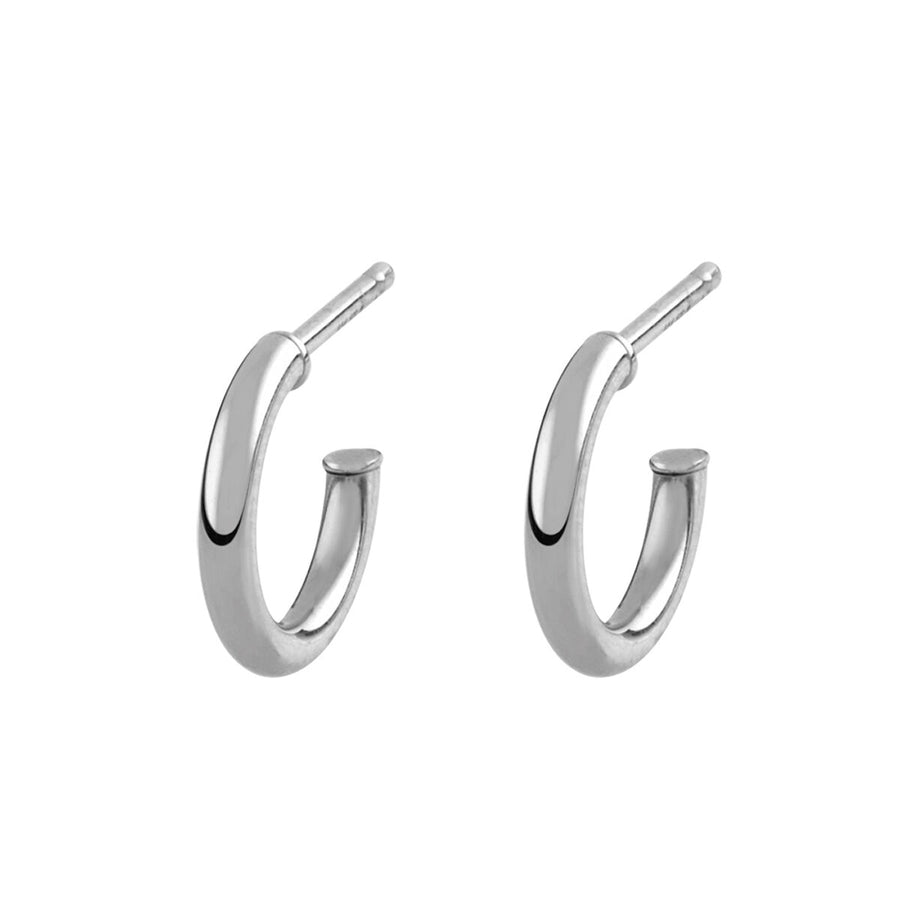 FE0287 925 Sterling Silver Half Circle Hoop Earrings