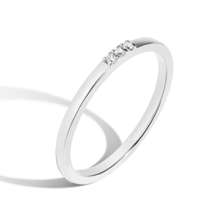 FJ0049 925 Sterling Silver Tri-Diamond Ring