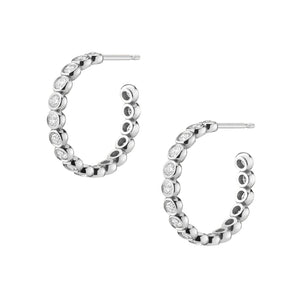 FE0239 925 Sterling Silver Diamond Bezel Eternity Hoop Earrings