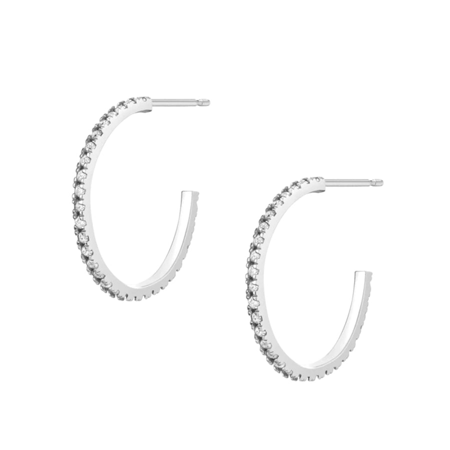 FE0241 925 Sterling Silver Diamond Quadricolor Hoop Earrings