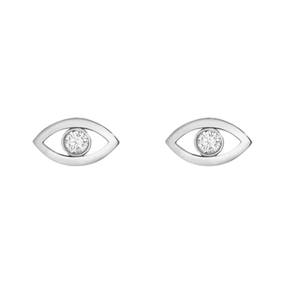 FE0260 925 Sterling Silver Bezel Evil Eye Earrings