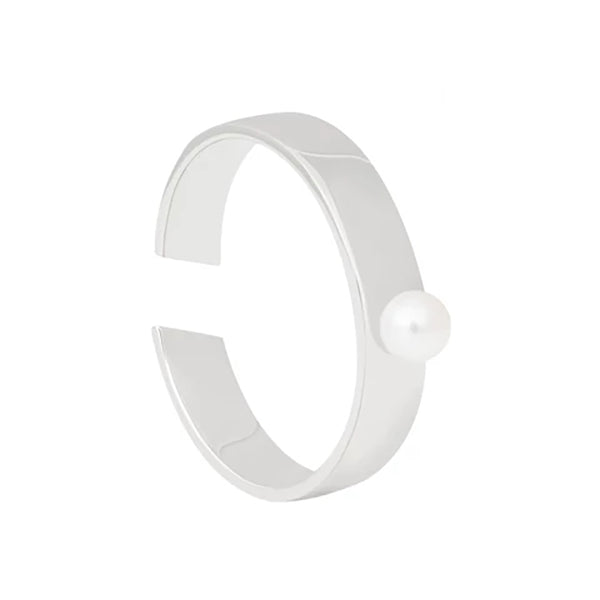 FJ0035 925 Sterling Silver Pearl Signet Open Ring