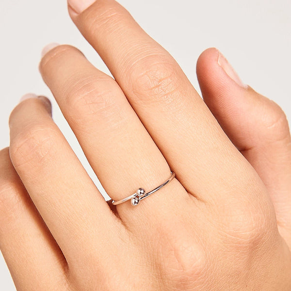 FJ0210 925 Sterling Silver Double Ball Ring