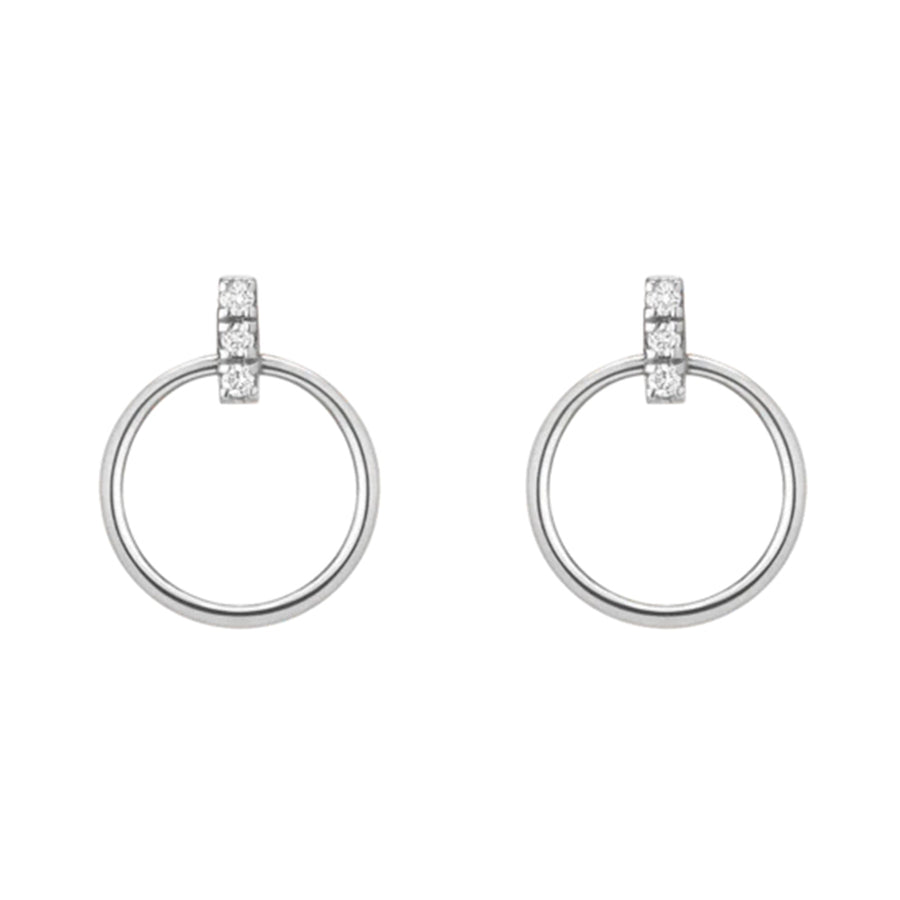 FE0252 925 Sterling Silver Circle Earrings With Diamond Bar