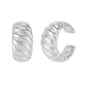 FE0715 925 Sterling Silver Croissant Opening Earrings Cuff
