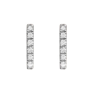 FE0244 925 Sterling Silver Diamond Square Huggie Earrings