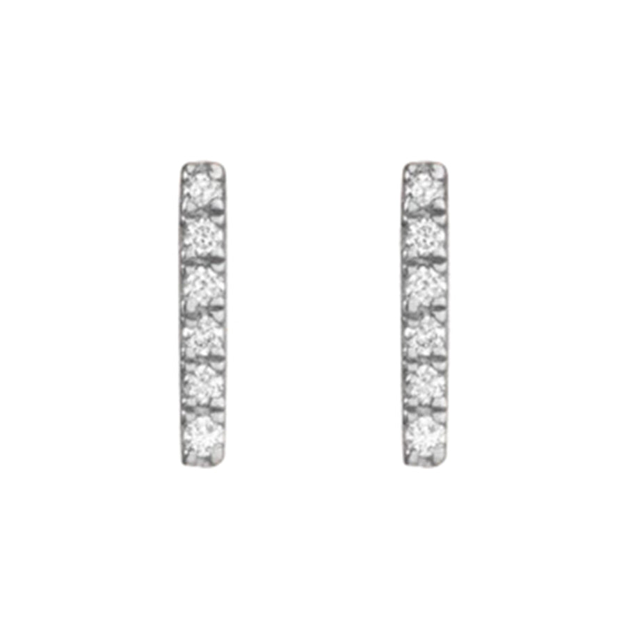 FE0244 925 Sterling Silver Diamond Square Huggie Earrings