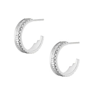 FE0273 925 Sterling Silver Diamond Infinity Hoops Earrings