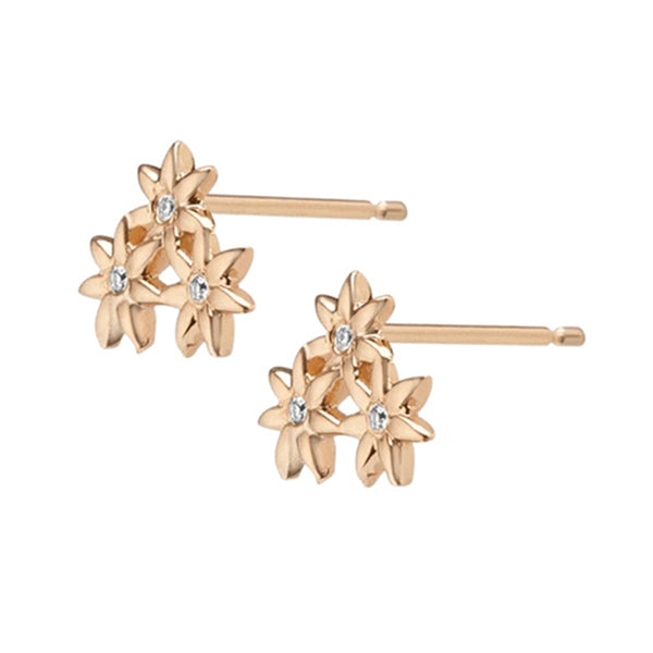 FE0279 925 Sterling Silver Flower Stud Earrings with White Diamonds