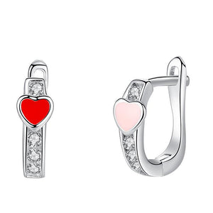 ETYE3252 925 Sterling Silver Heart Hoop Earrings for Children
