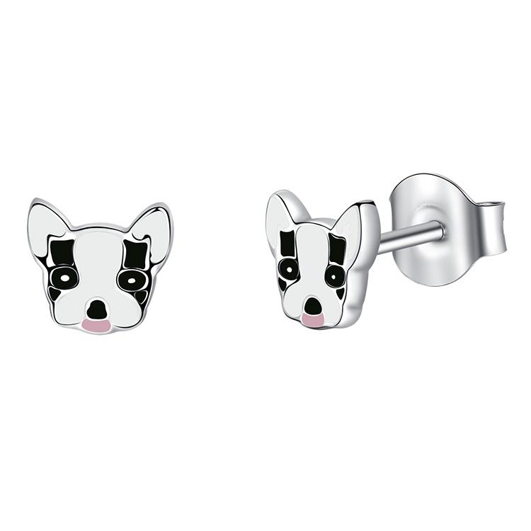 YE3235 925 Sterling Silver Cute Pet Bulldog Stud Earrings