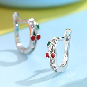 ETYE3251 925 Sterling Silver Cherry for Children Hoop Earrings