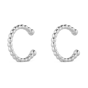 FE0747 925 Sterling Silver Beaded Earrings Cuff
